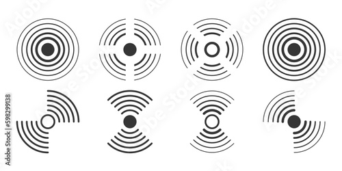 Radial, radar icon set. Circle connection, sonar sound waves icon set photo