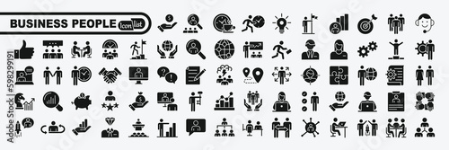 Business people, human resources, office management - web icon set. Simple vector illustration