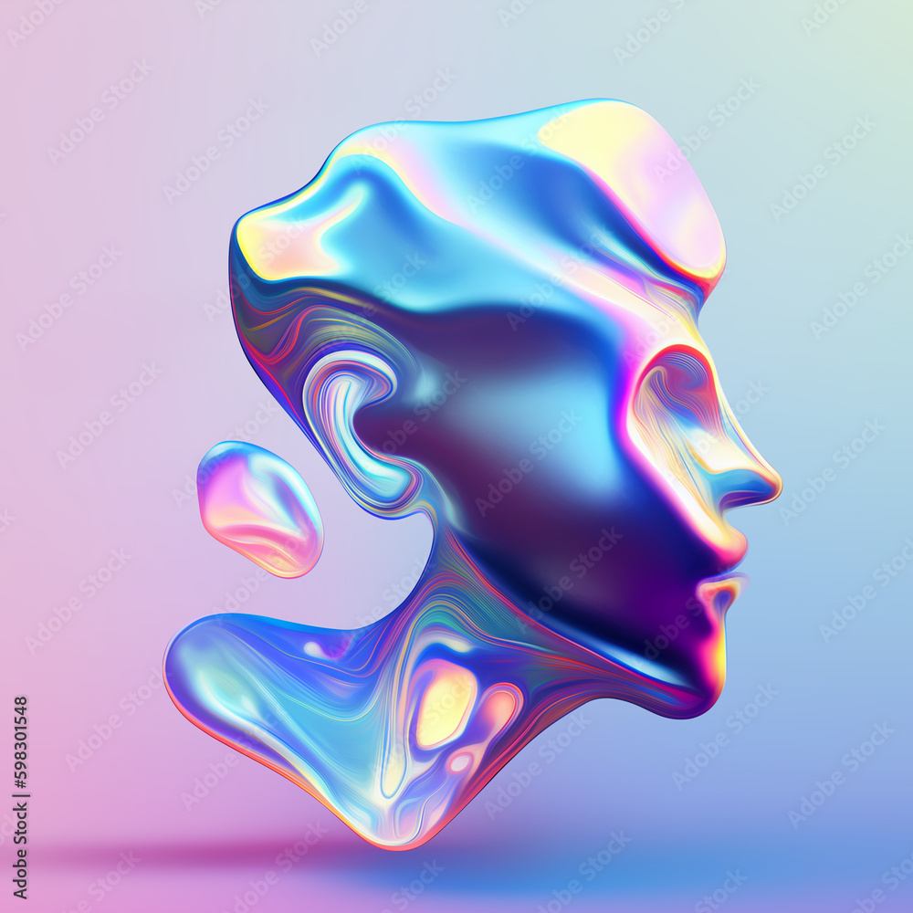 Obraz premium 3d Holographic head illustration in gradient background 