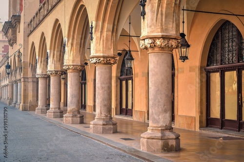 Obraz na płótnie Cloth Hall (Sukiennice) in Krakow, Poland. Main market square in Old Town in Krakow (Poland), listed by UNESCO organisation. w salonie