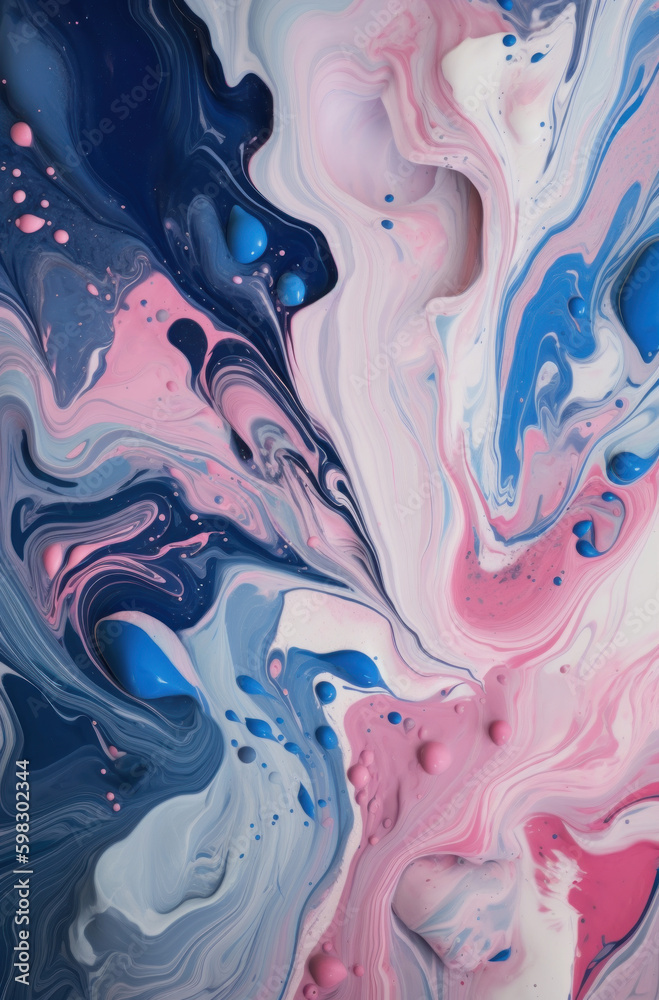 Fototapeta premium This abstract splash of color and pattern provides an elegant and unique backdrop for various creative projects, events, or even weddings. Modern pink, blue, and purple hues design.Generative AI.