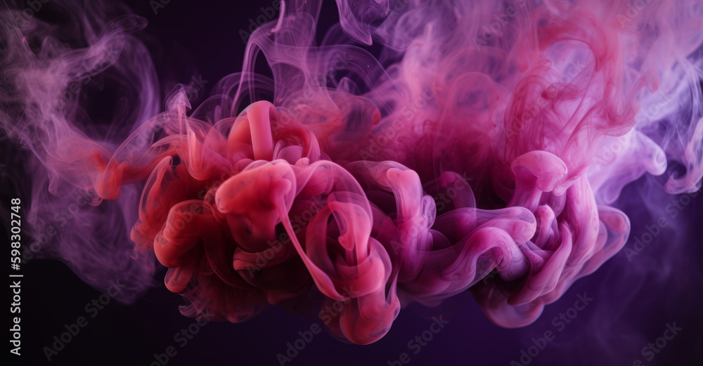 Obraz premium Smooth abstract smoke background. Ideal wallpaper of purple and blue fog. Stream of flowing motion. Colorful backdrop vapor. Modern design for banner or website. Colorful pattern. Generative ai.