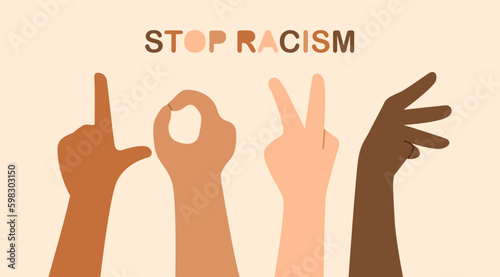 Love Sign Stop Racism Vector Illustration Concept