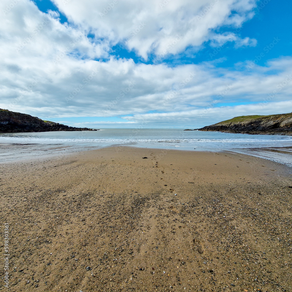 Porth Trecastell, Wales, UK, 2023: Also known as Cable Bay on Anglesey Island. Porth Trecastell, Wales, UK, 2023: Also known as Cable Bay on Anglesey Island.