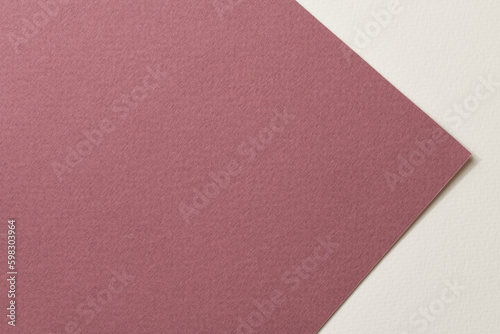 Rough kraft paper background, paper texture burgundy white colors. Mockup with copy space for text
