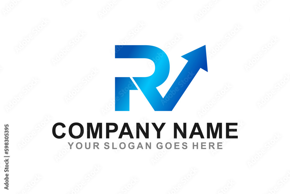 RV initial logo company business trade consulting arrow shape RV initial logo company business trade consulting arrow shape