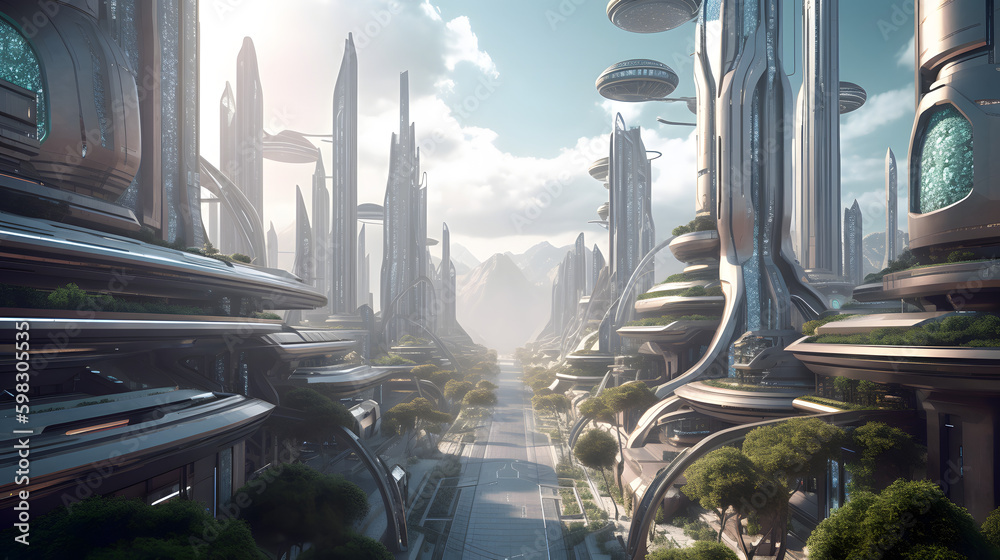 The Future is Green: A Futuristic City Powered by Renewable Energy Transportation, generative AI
