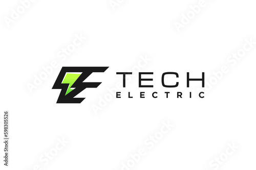 Electric lightning logo design blitz icon symbol