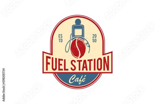 Fuel station cafe bar logo label illustration coffee seed icon