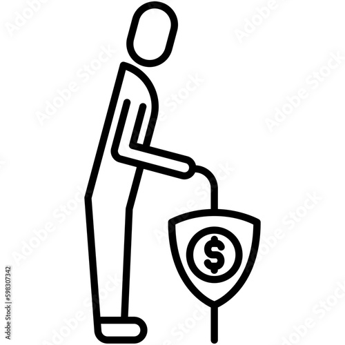 Pension Icon. Retirement Fund Plan Symbol. Line Icon Vector Stock 