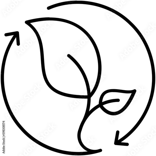 biodegradable icon. bpa free leaves symbol. line icon vector stock