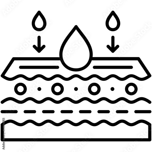 Absorption Icon. Skin Moisture Water Symbol. Line Icon Vector Stock 