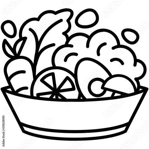 salad icon. vegetarian diet food symbol. line icon vector stock