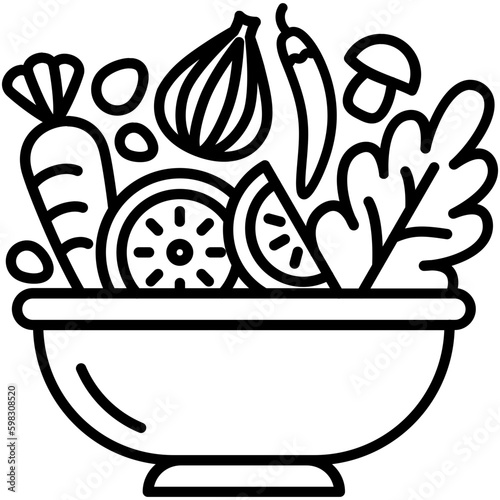 salad icon. vegetable diet nutrition symbol. line icon vector stock