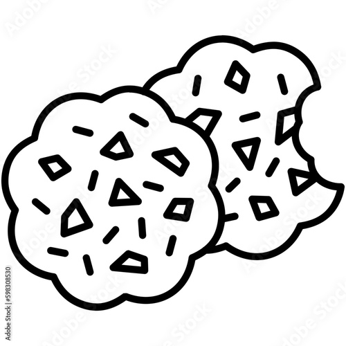 cookie icon. biscuit bite symbol. line icon vector stock