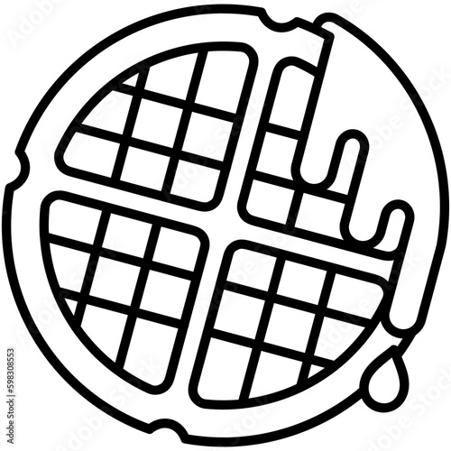 Waffle Icon. Cookie Bake Cake Symbol. Line Icon Vector Stock 