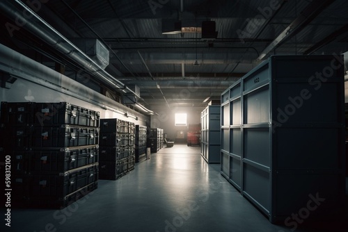 Storage unit for industrial goods. Generative AI