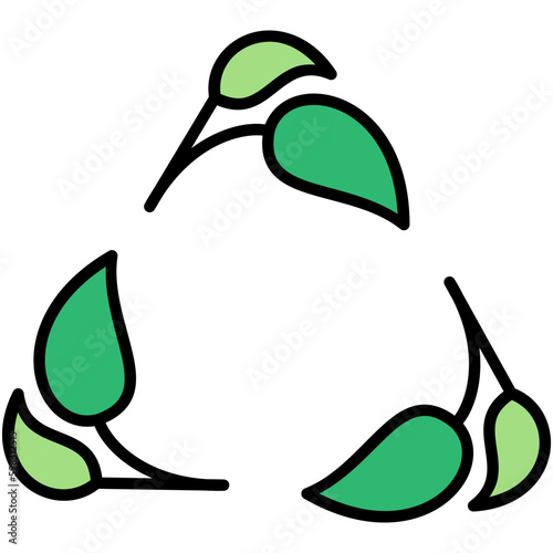 Biodegradable Icon. Recycle Leaf Symbol. Line Filled Icon Vector Stock 