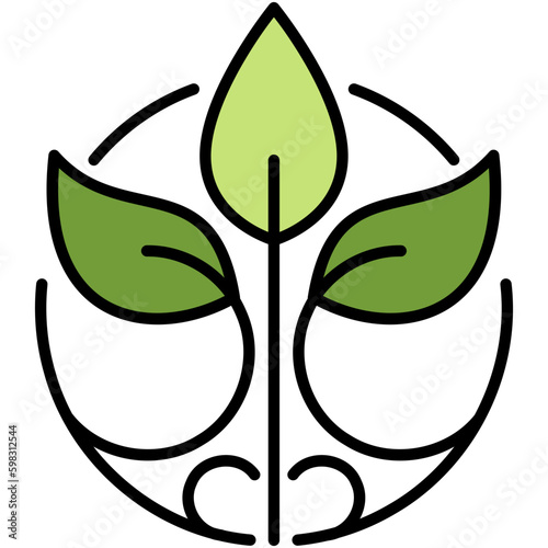 Biodegradable Icon. Recycle Leaf Symbol. Line Filled Icon Vector Stock 