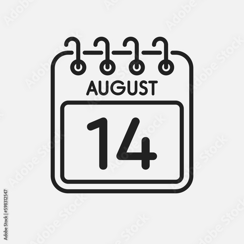 Icon page calendar day - 14 August