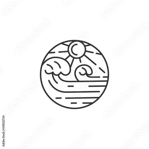Ocean wave vector line art style. Suitable for summer theme design elements with the line art style.