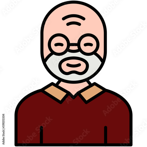 Grandfather Icon. Old People Man Symbol. Line Filled Icon Vector Stock 