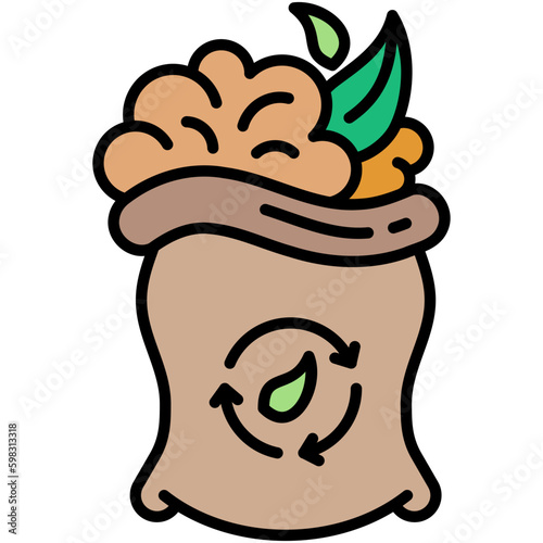 Compost Icon. Bio Degradable Symbol. Line Filled Icon Vector Stock 