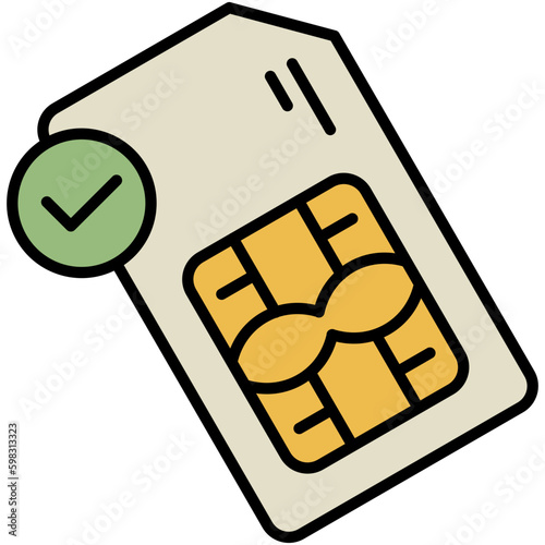 Simcard Icon. Phone Chip Symbol. Line Filled Icon Vector Stock 