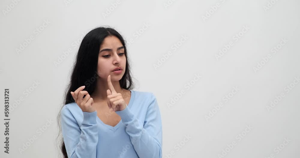 Confused young woman scratching her head while wondering about a question Generative AI Confused young woman scratching her head while wondering about a question Generative AI