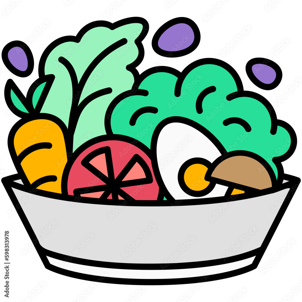 Salad Icon. Vegetarian Diet Food Symbol. Line Filled Icon Vector Stock Salad Icon. Vegetarian Diet Food Symbol. Line Filled Icon Vector Stock