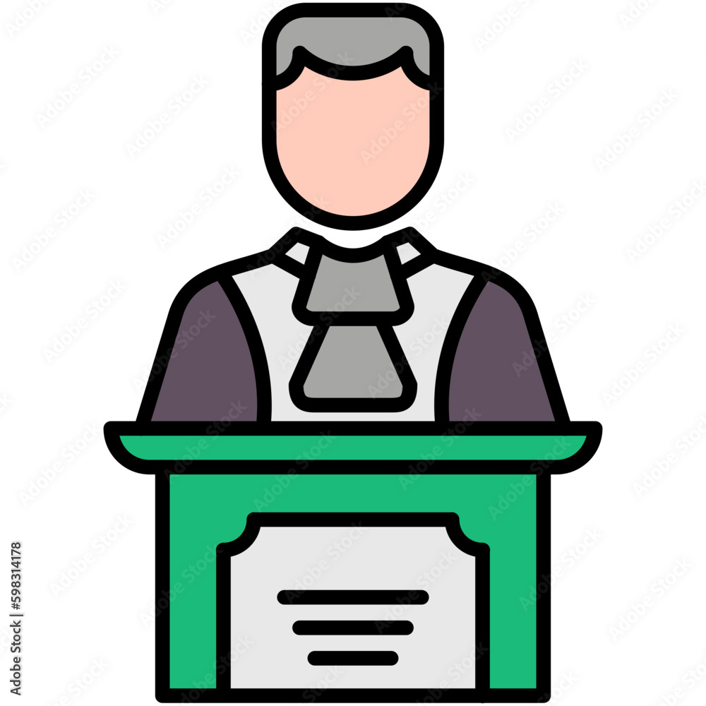 Judge Icon. Auction Act Symbol. Line Filled Icon Vector Stock Judge Icon. Auction Act Symbol. Line Filled Icon Vector Stock
