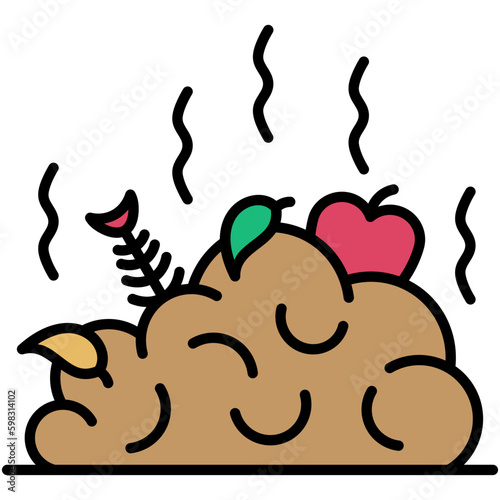 Compost Icon. Bio Degradable Symbol. Line Filled Icon Vector Stock 
