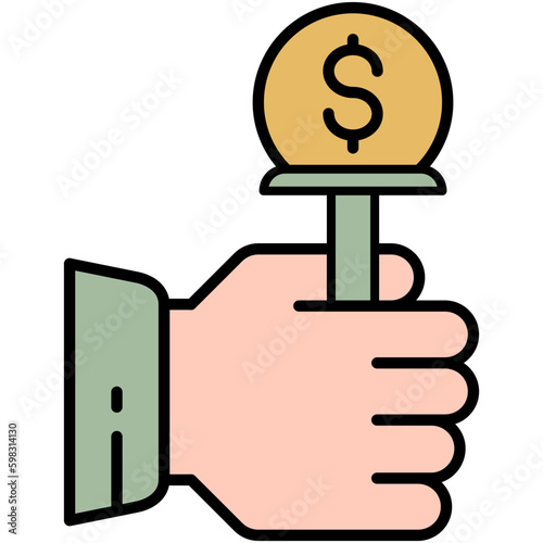 Bid Icon. Auction Act Symbol. Line Filled Icon Vector Stock 