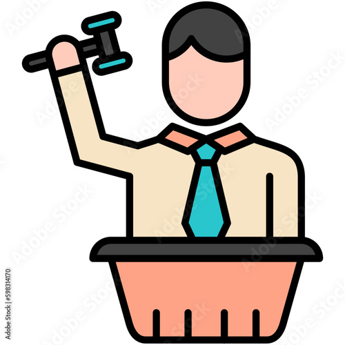Auctioneer Icon. Auction Act Symbol. Line Filled Icon Vector Stock 