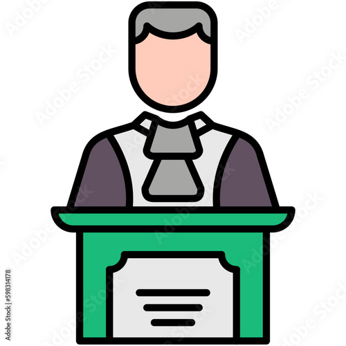 Judge Icon. Auction Act Symbol. Line Filled Icon Vector Stock 