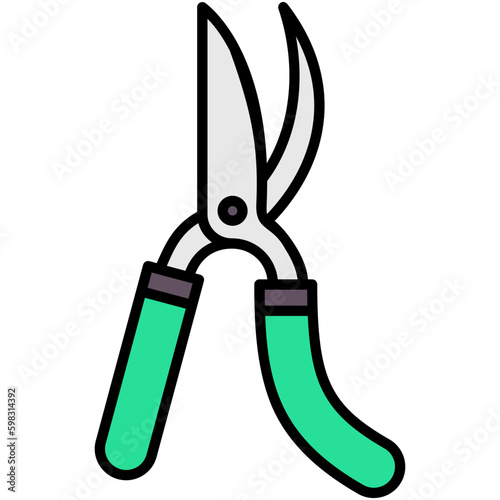 Shears Icon. Plant Gardening Agriculture Symbol. Line Filled Icon Vector Stock 