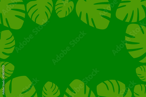 Vector background made of leaves of tropical monstera or philadendron plant with empty space for text 