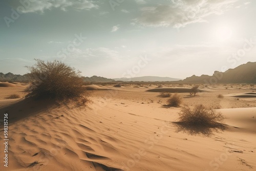 Scenic view of desert landscape. Generative AI