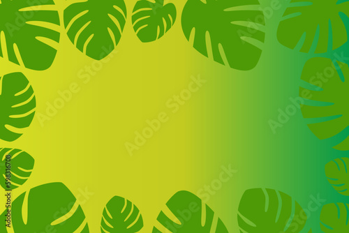 Vector background made of leaves of tropical monstera or philadendron plant with empty space for text