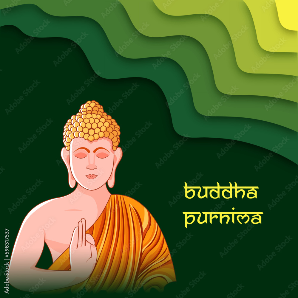 Illustration of lord Buddha for Buddha Purnima or Vesak Day with