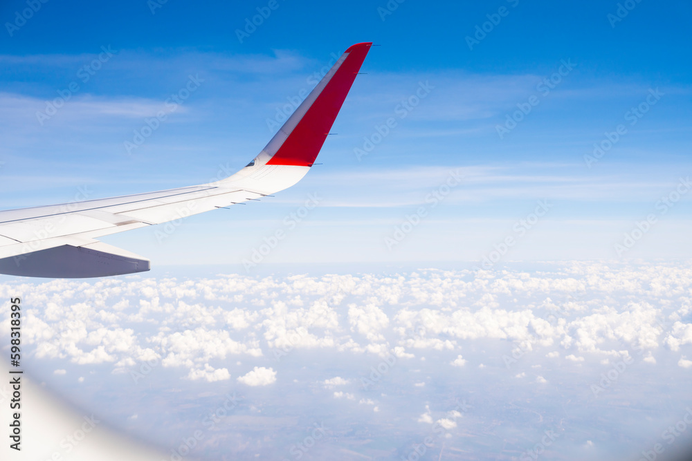 The Aerial, earth, land, cloud with airplane wing from airplane window. The Aerial, earth, land, cloud with airplane wing from airplane window.