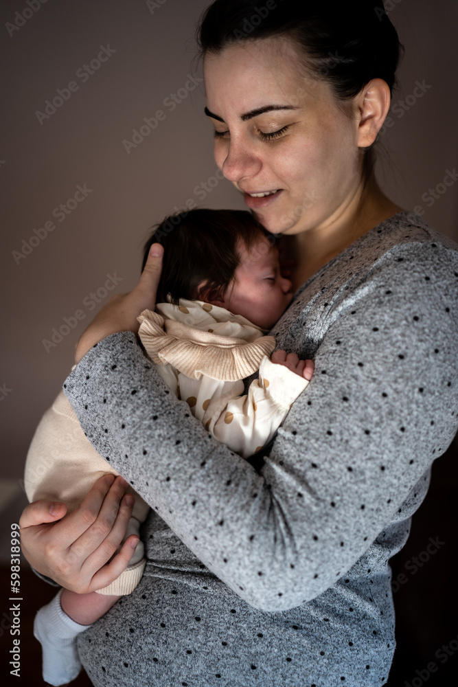 Few weeks old baby enjoy with her mother. Few weeks old baby enjoy with her mother.