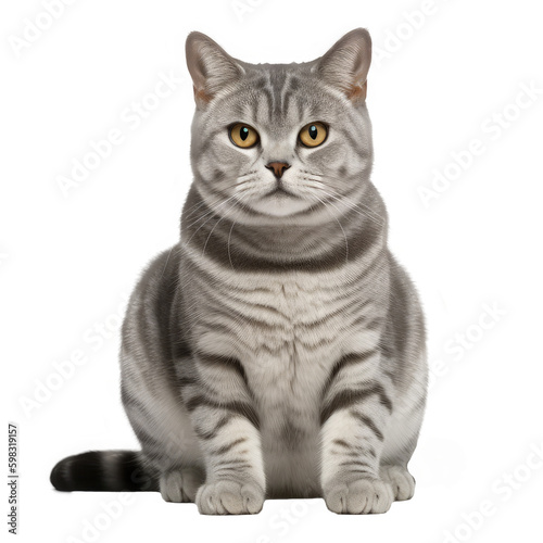 american shorthair sitting isolated on white