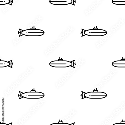 Submarine Icon Seamless Pattern  Under Water Watercraft  Transport Vehicle