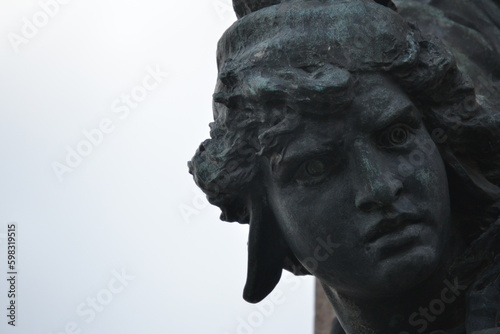 the face of a young Italian woman sculpted in Venice