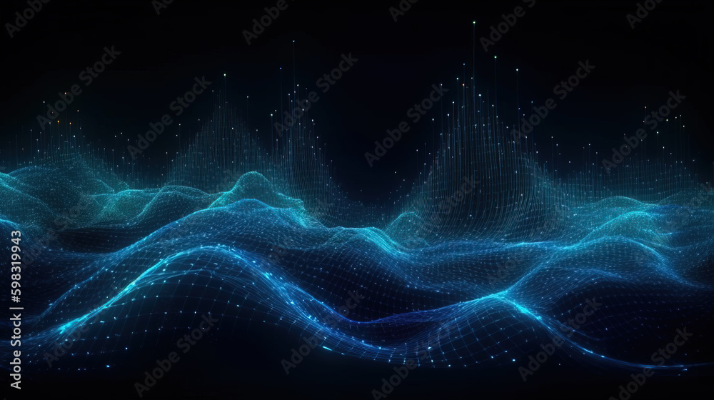 Fototapeta premium Wave grid abstract graphics,created with Generative AI tecnology.