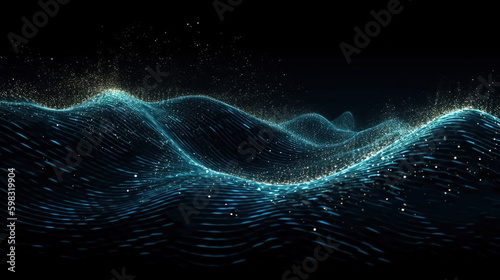Wave grid abstract graphics,created with Generative AI tecnology. © henvryfo