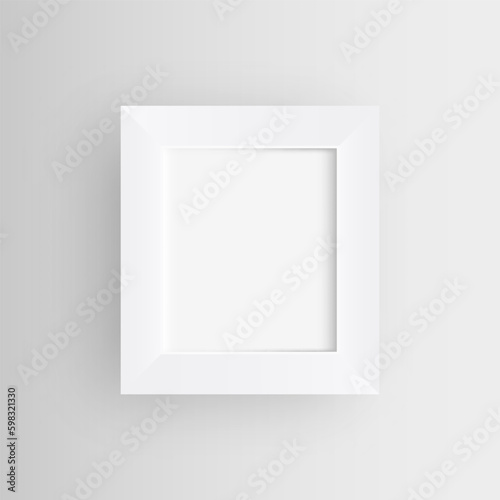 White realistic square blank frame. Empty white frame mockup template.Vector illustration