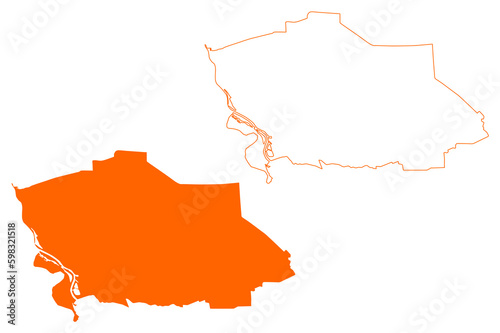 Deventer city and municipality (Kingdom of the Netherlands, Holland, Overijssel or Oaverysel province) map vector illustration, scribble sketch Daeventer map