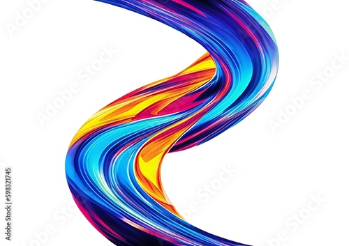 3D renders abstract  Colorful twisted shapes in motion. Generative AI.